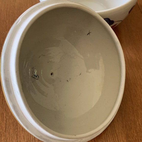 Vintage sunburst small ceramic bowl with lid - Picture 3 of 9